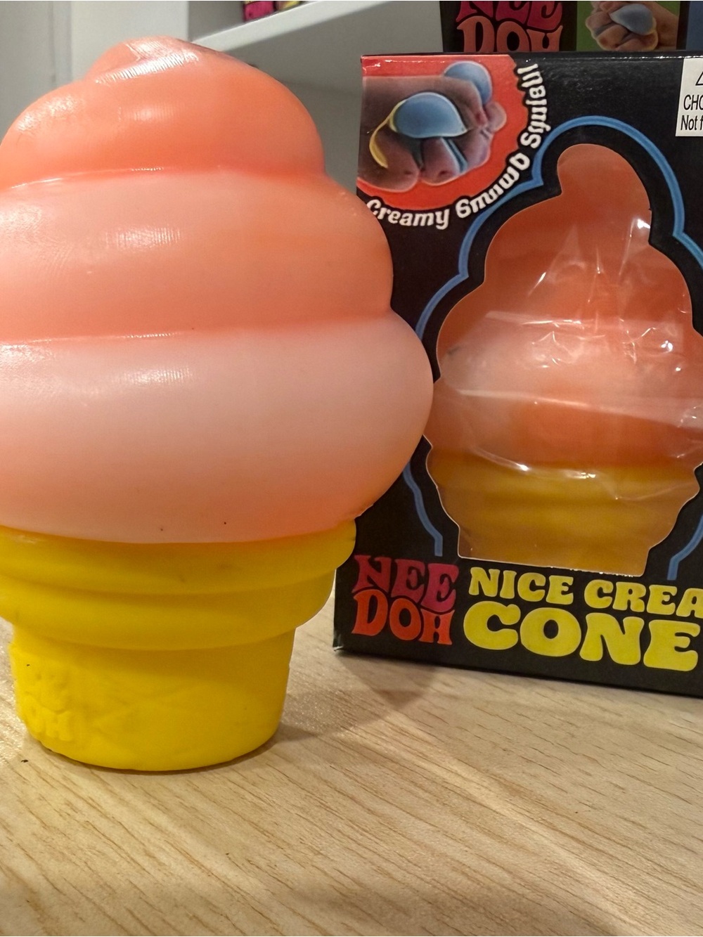 Nice Cream Cone Squishy Toy - Pink & Yellow